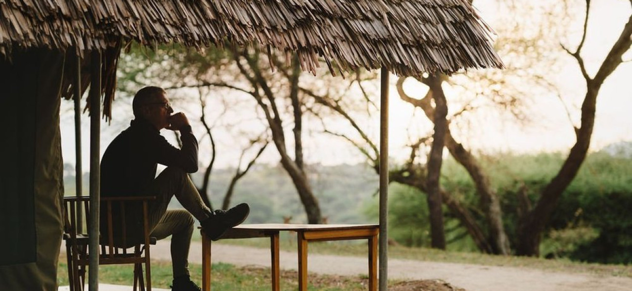 Traditional safari tent at Tarangire Safari Lodge overlooking Tarangire National Park